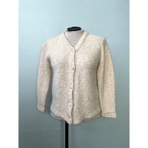 60s Vintage Mohair Wool Blend Cardigan Sweater by Man Cheong - Size Medium